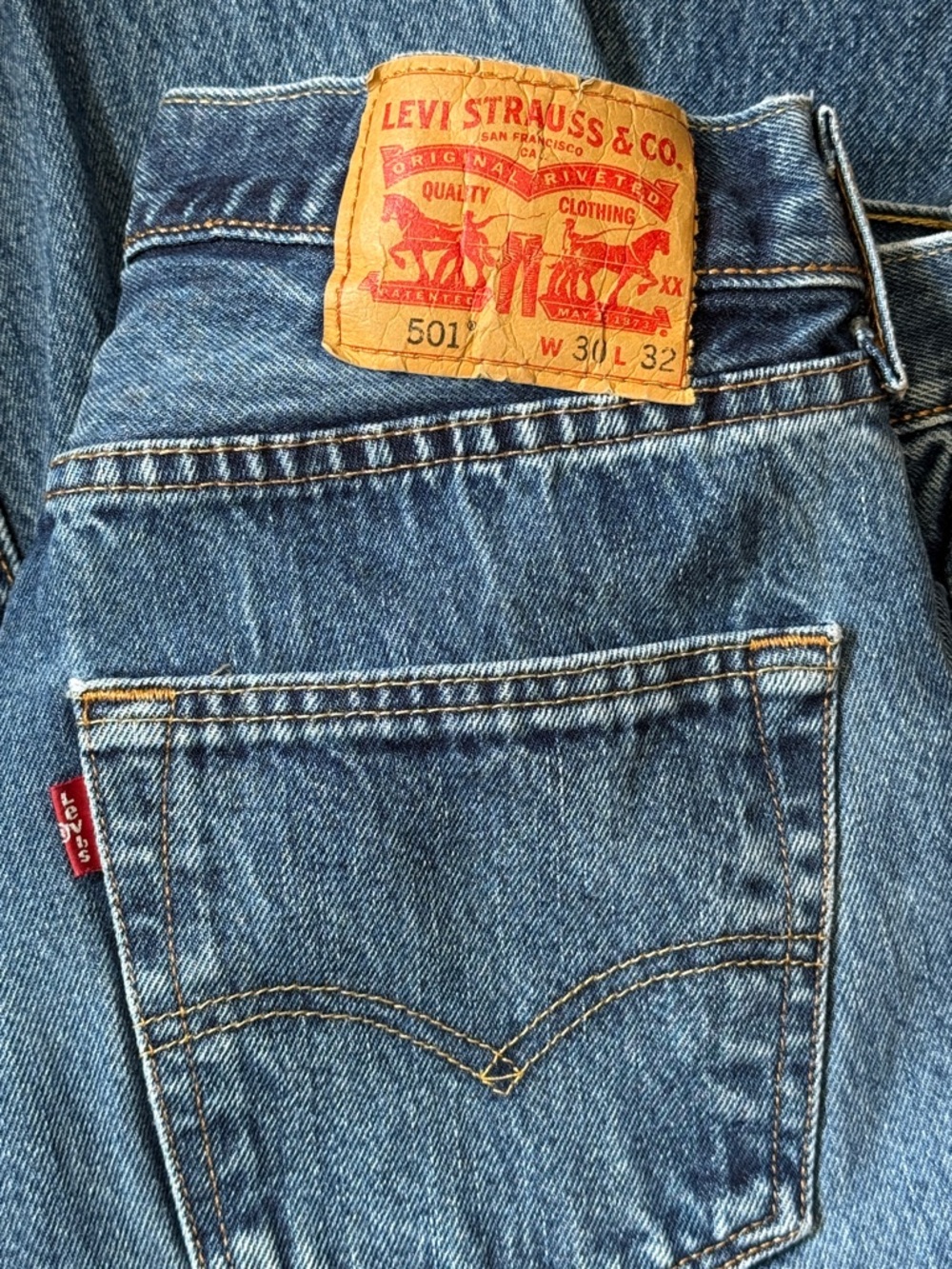 Levi's 501 Dark Blue Denim Jeans - Picture 3 of 5